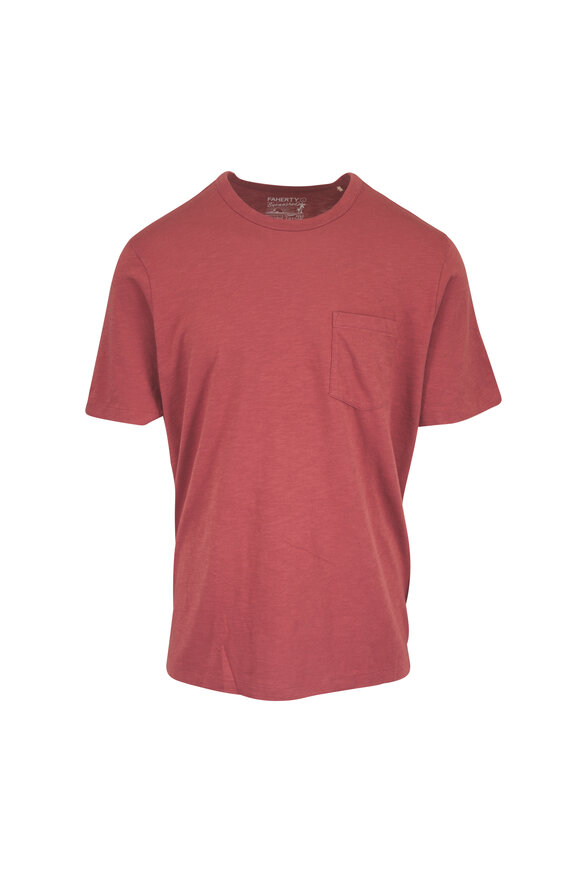 Faherty Brand Red Sunwashed Pocket Tee - view 1