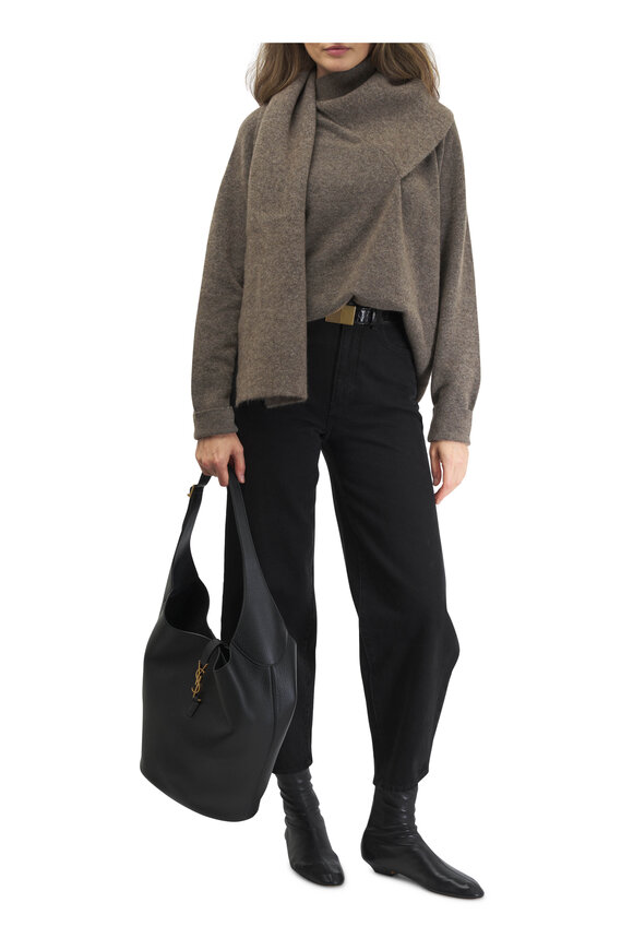 Totême - Truffle Draped Scarf Knit Sweater