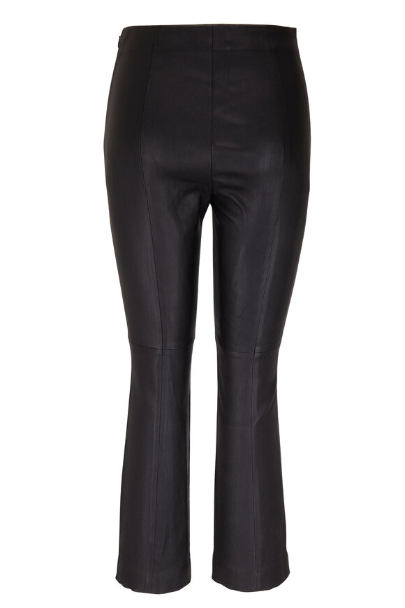 Vince - Black Leather Stretch Cropped Flare Pant