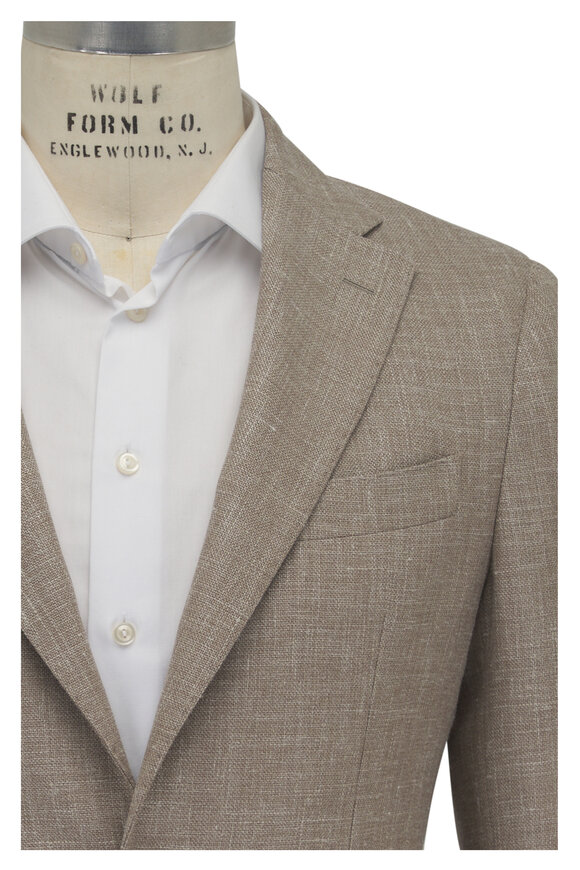 Maurizio Baldassari Tan Wool, Silk & Linen Sportcoat 