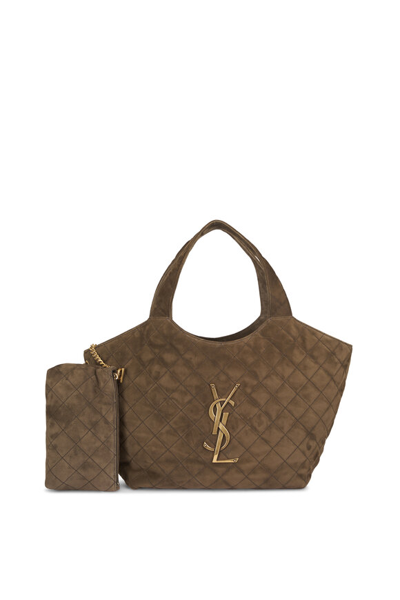 Saint Laurent Medium Icare Light Musk Suede Shopping Tote - view 4