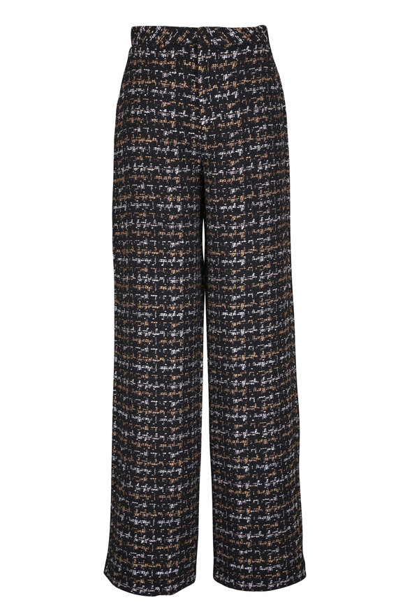 L'Agence Livvy Black & Tan Tweed Straight Leg Pant