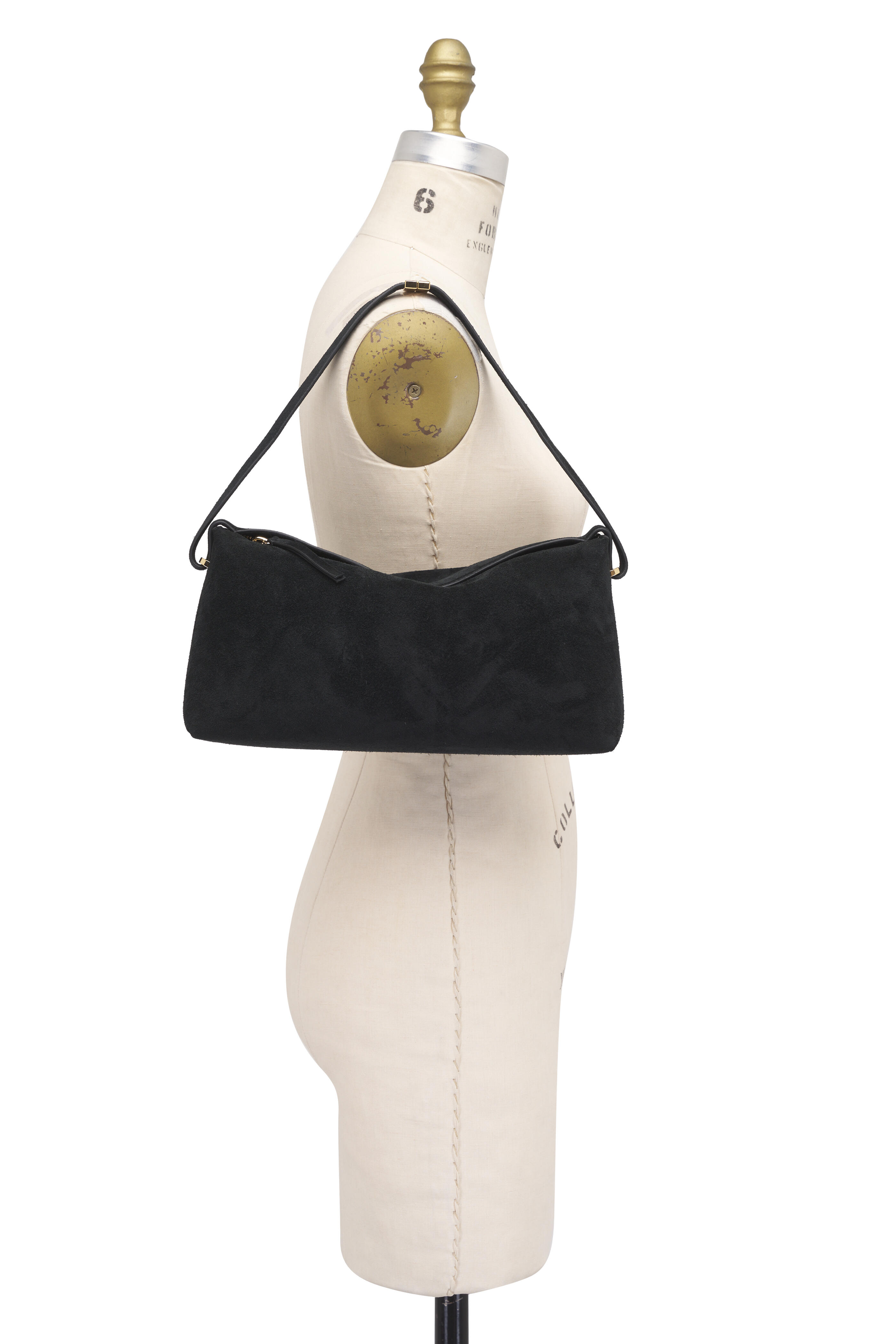 【TOTEME】Suede belted clutch bag Belted suede clutch black – TOTEME