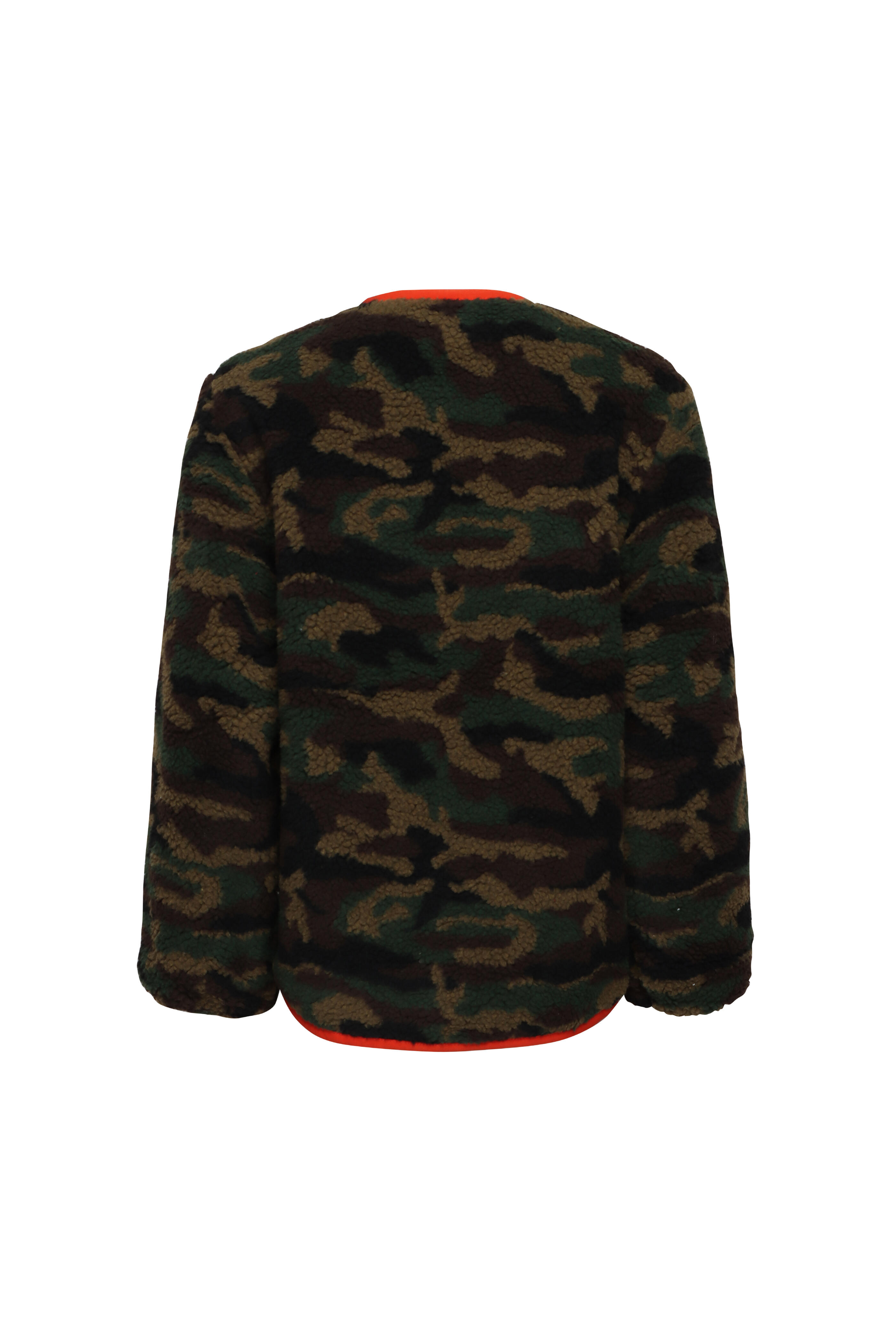The Great - Reversible Camo & Hot Red Plush Bomber