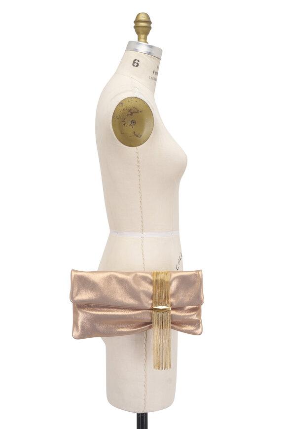 Jimmy Choo Zandra Gold Shimmer Suede Clutch - view 7
