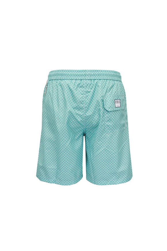 Fedeli Green Print Swim Trunks - view 3