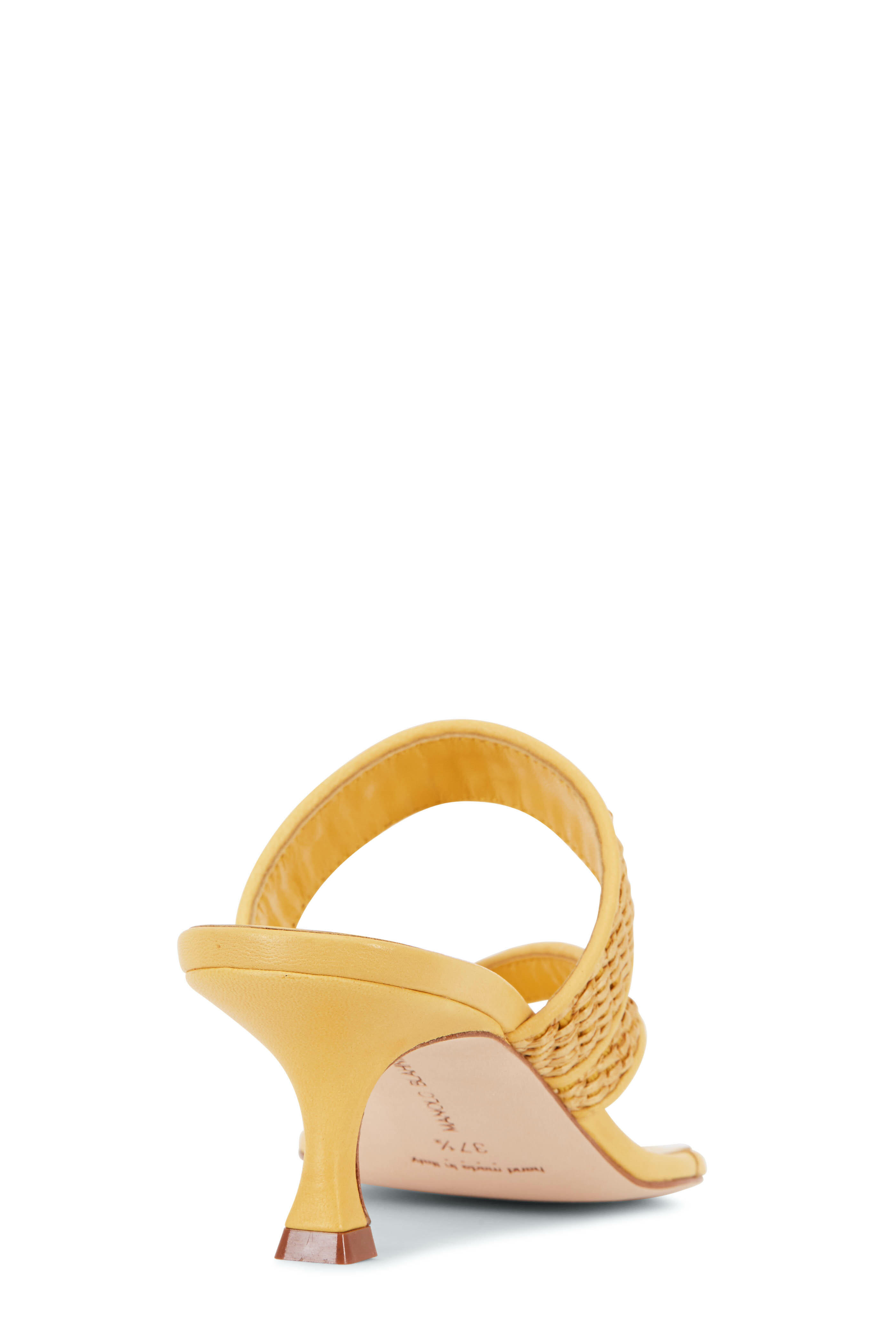 Manolo Blahnik - Susa Yellow Raffia Sandal, 50mm