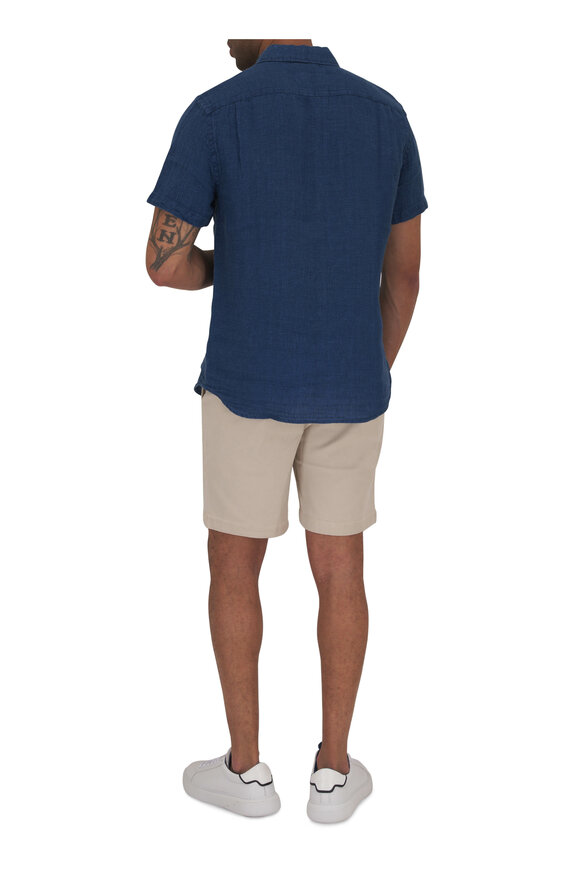 Faherty Brand - Palma Blue Linen Short Sleeve Button Down