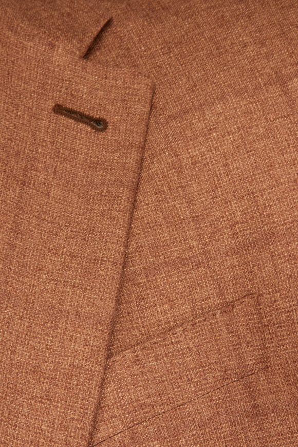 Canali Kei Burnt Orange Plaid Cashmere Sportcoat - view 3