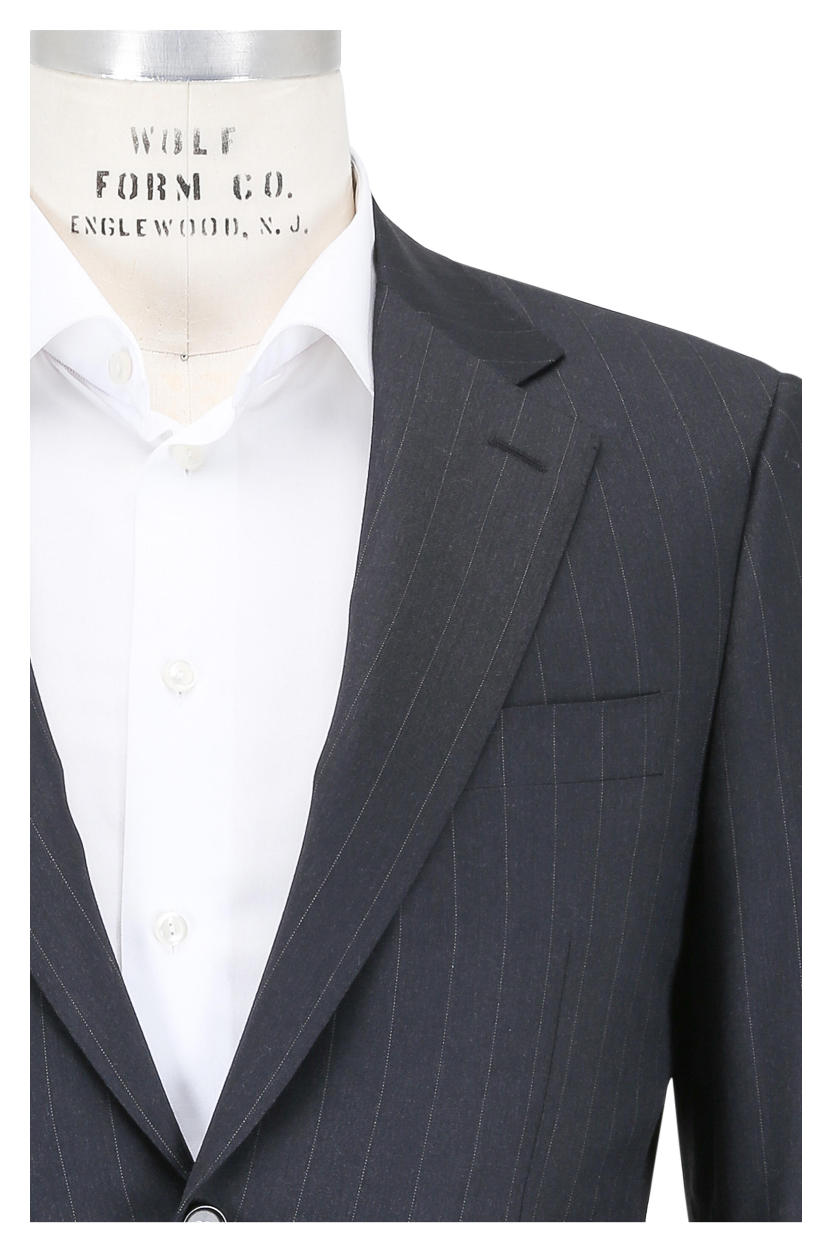 Canali Charcoal Gray Striped Worsted Wool Suit 7975