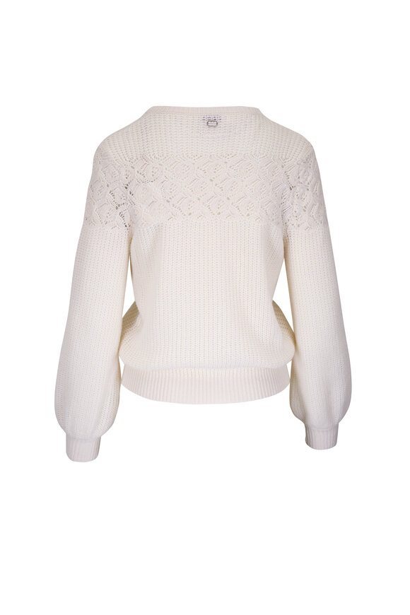 Agnona - Off White Cashmere & Linen Knit Sweater