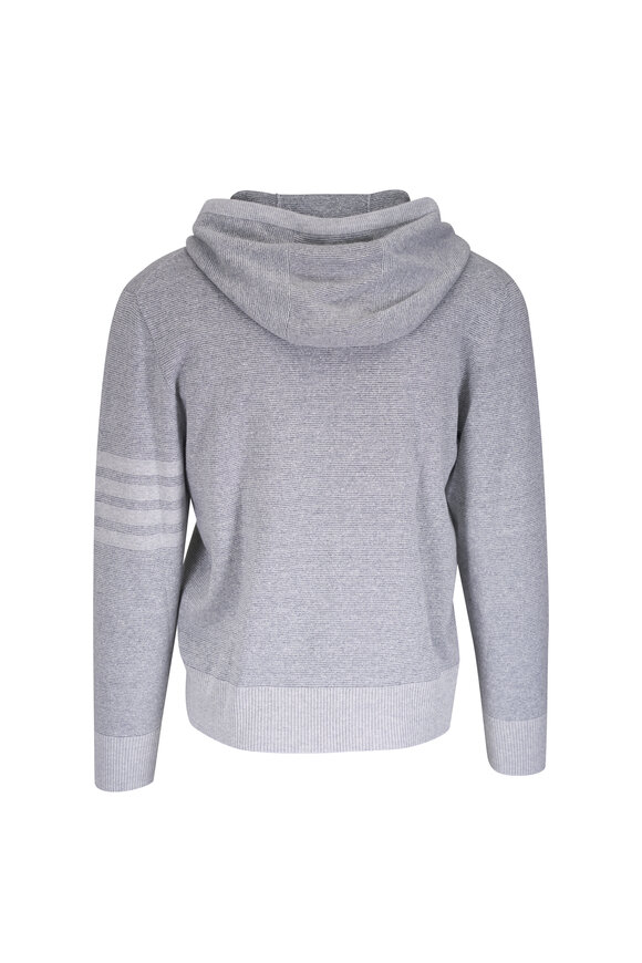 Thom Browne Gray Striped Textured Linen & Cotton Zip Hoodie - view 4