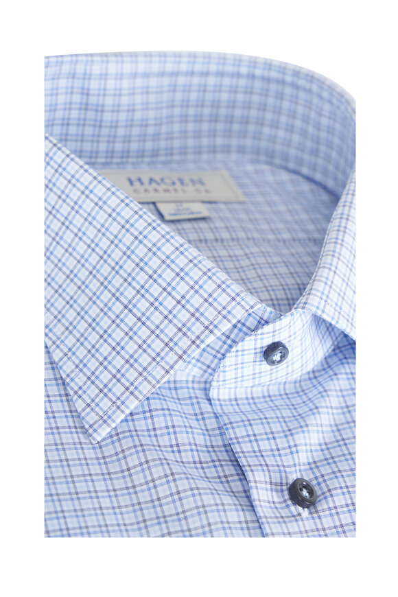 Hagen Shirts Carmel Ocean Blue Check Cotton Dress Shirt - view 2