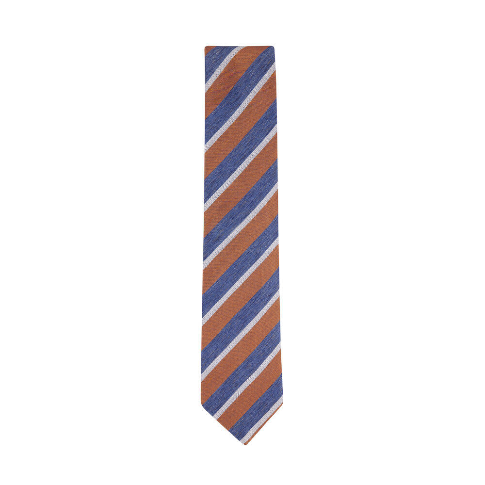 Eton Orange Regimental Striped Necktie Mitchell Stores
