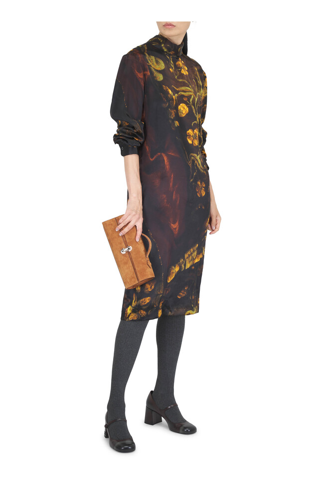 Designer outfit featuring Brown & Black Leather Mary Jane Pump, 65mm and Slim Symmetry Brown Suede Pochette