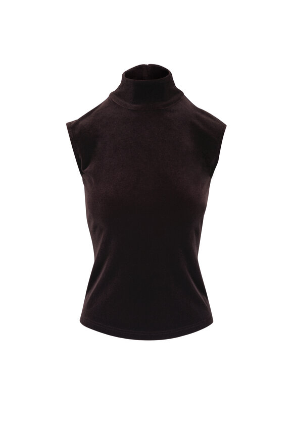 Akris Coffee Velvet Mockneck Top - view 1
