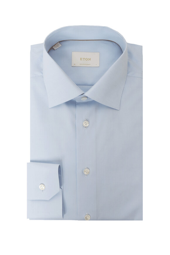 Eton Light Blue Pique Dress Shirt Mitchell Stores