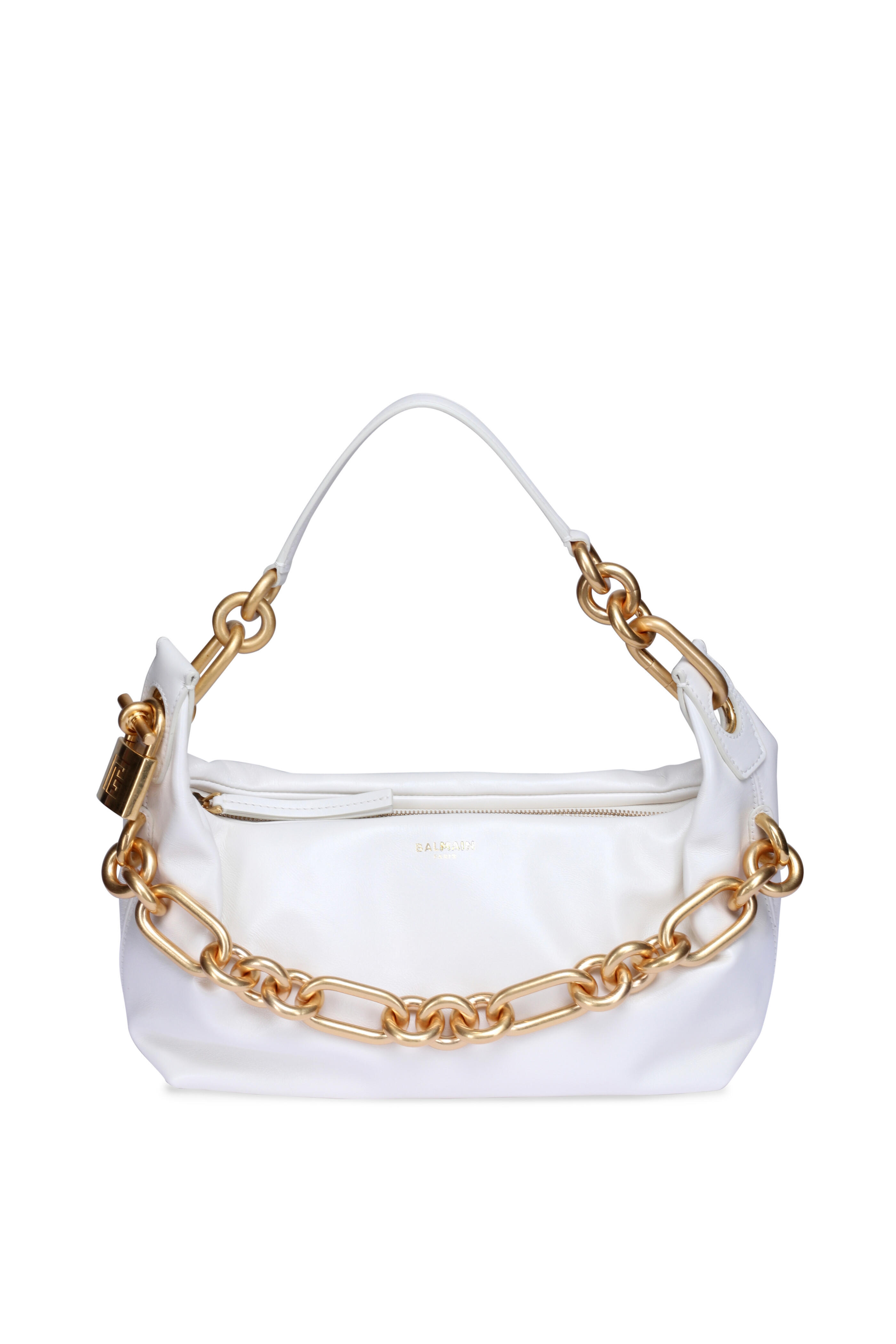 Balmain - Medium Sync Beige Leather Shoulder Bag