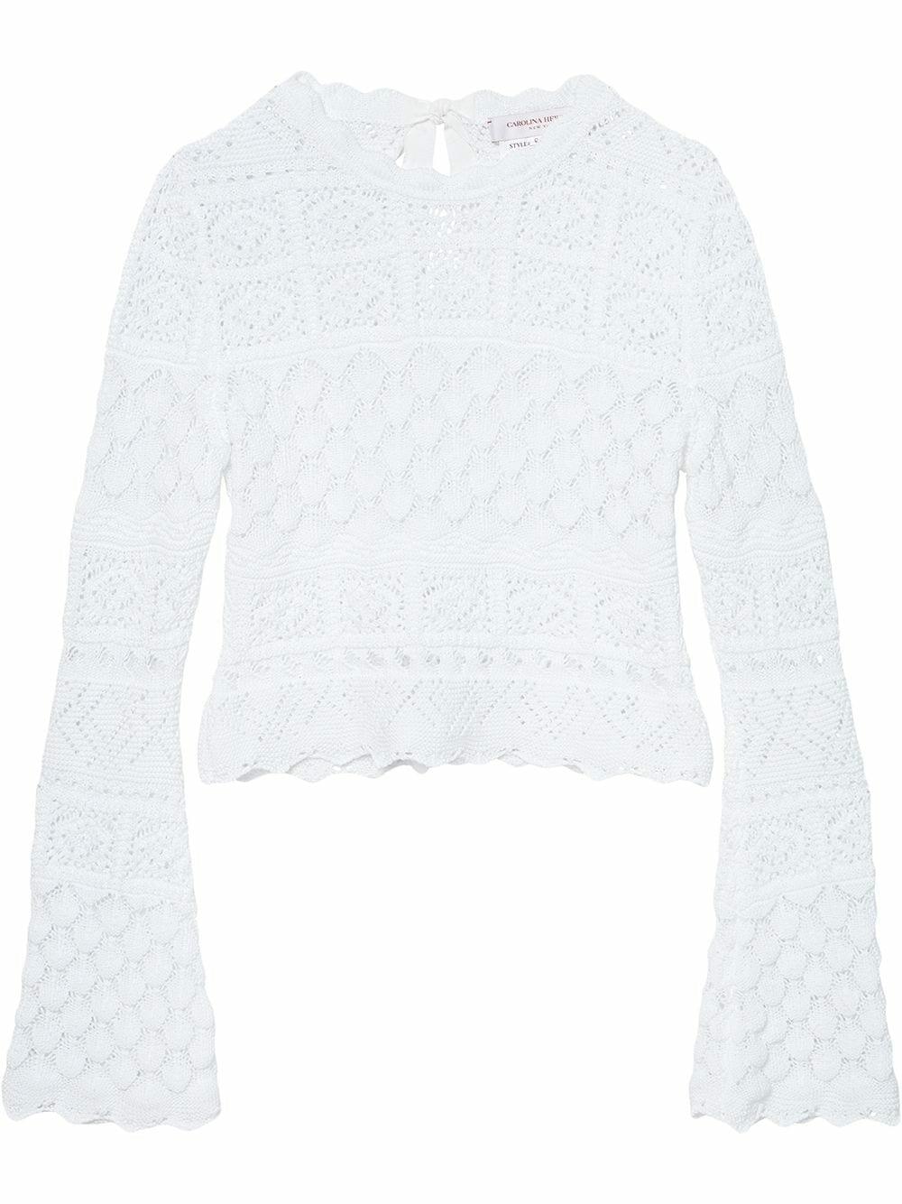 Carolina Herrera - White Cotton Macramé Sweater