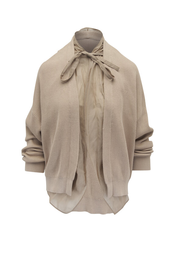 Brunello Cucinelli - Biscuit Layered Cotton Organza Cardigan