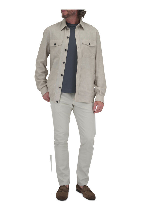 Isaia - Beige Wool, Silk & Linen Overshirt 