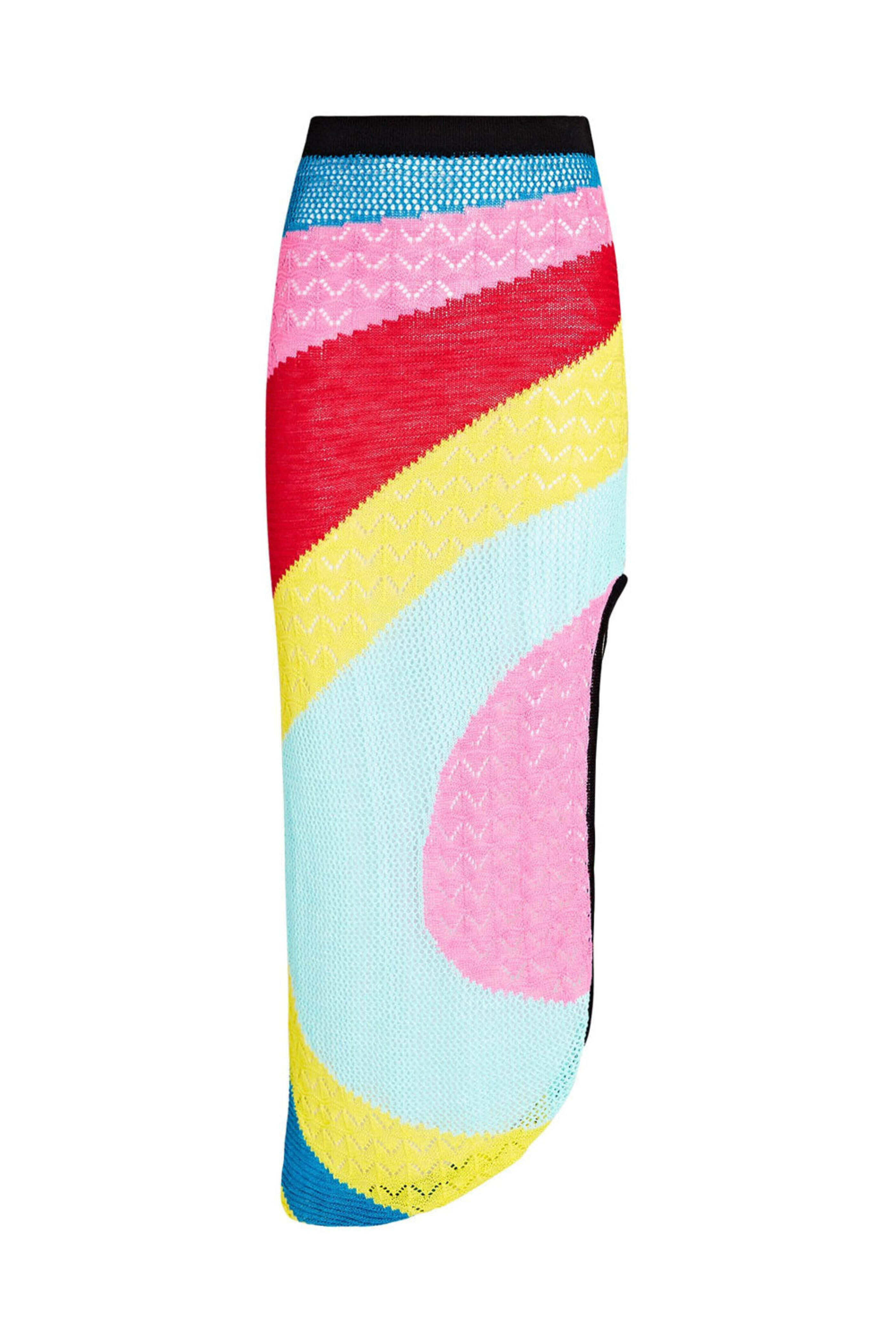 Staud - Rainbow Stripe Crochet Centre Midi Skirt