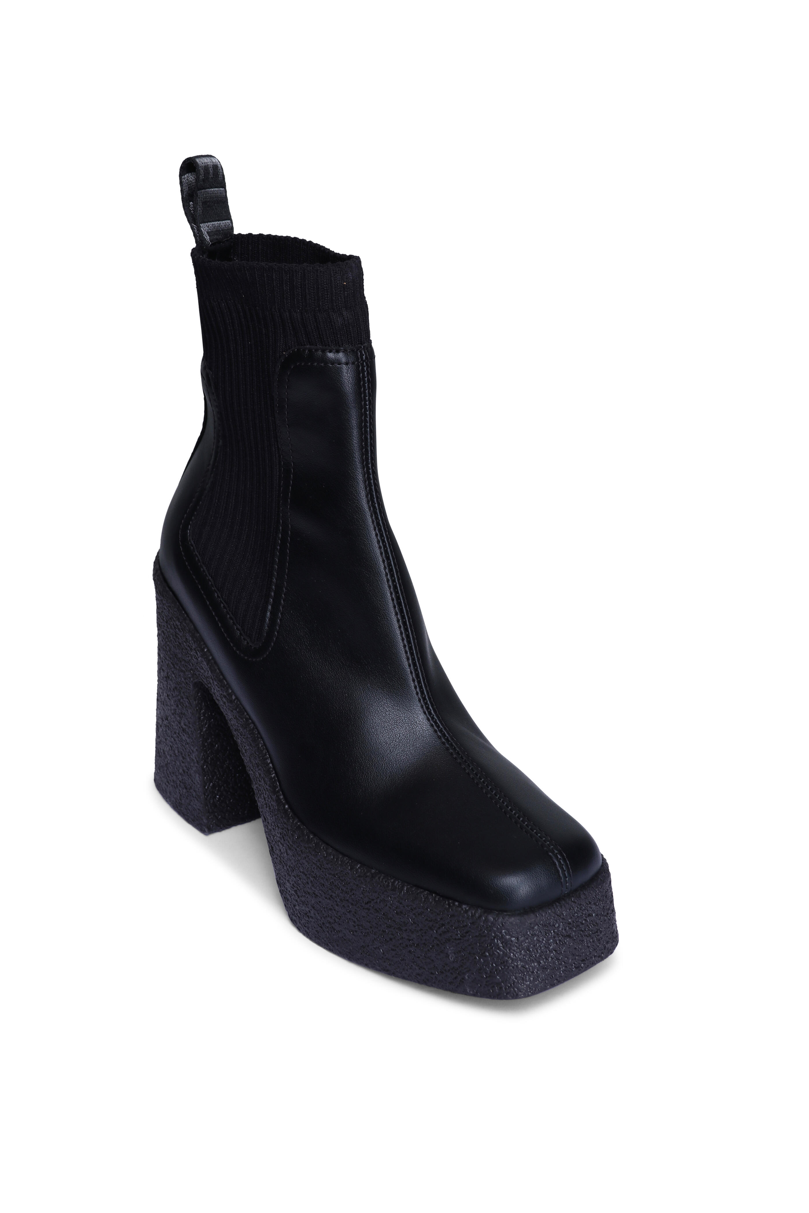 Stella McCartney - Skyla Black Vegan Leather Heeled Sock Boot