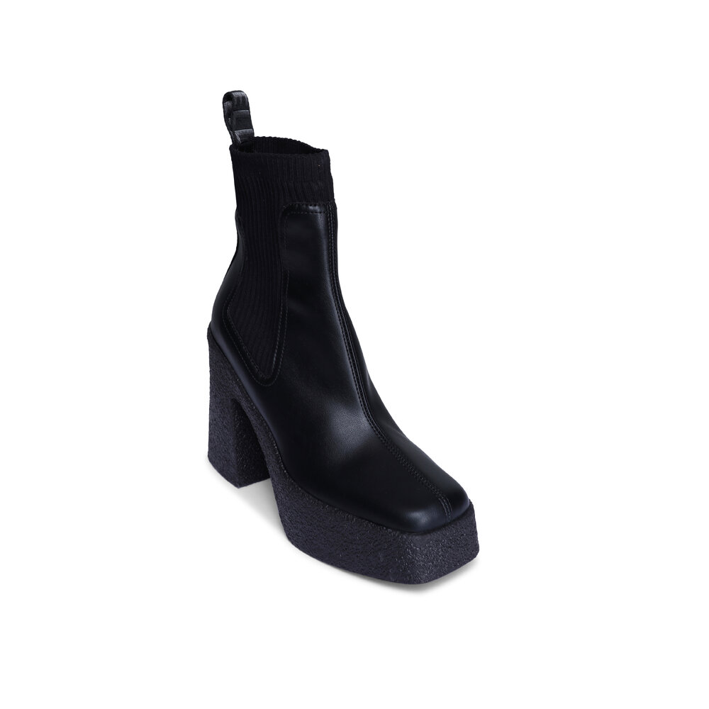 Stella McCartney - Skyla Black Vegan Leather Heeled Sock Boot