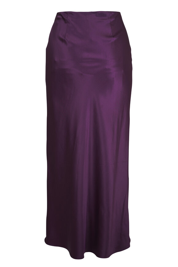 Veronica Beard Felecia Dark Eggplant Satin Midi Skirt - view 2