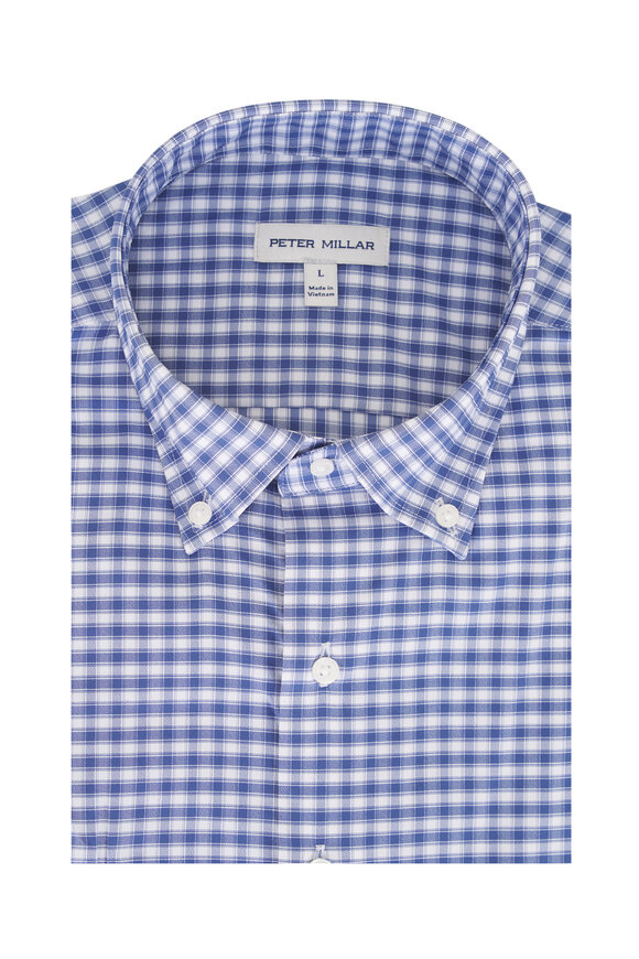 Peter Millar Lewis Windsor Blue Check Twill Sport Shirt