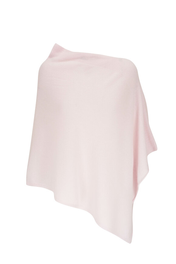 Kinross Chiffon Pink Ribbed Cashmere Poncho 