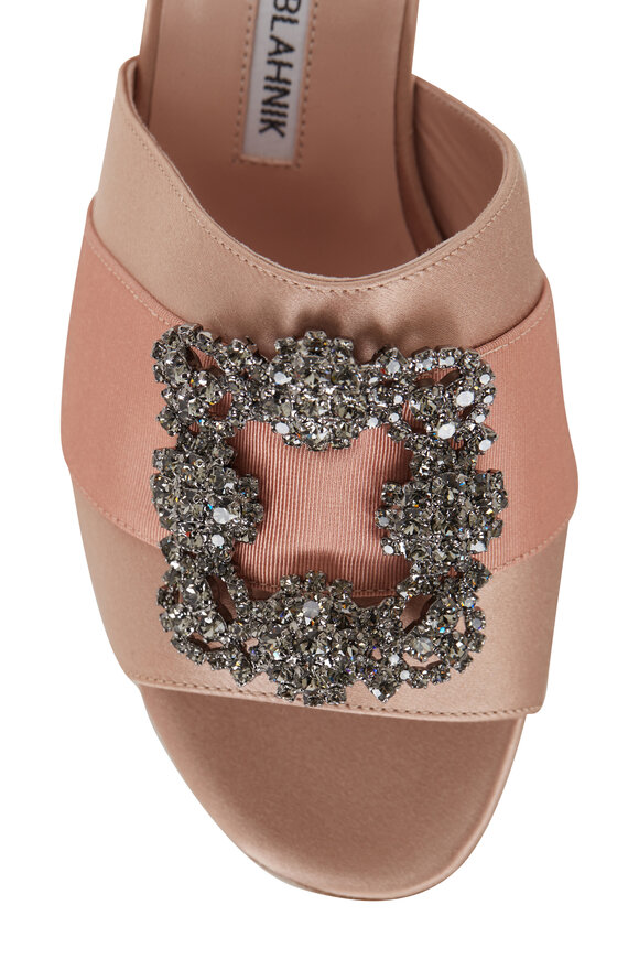 Manolo Blahnik - Martanew Rose Satin Jewel Buckle Mule, 50mm