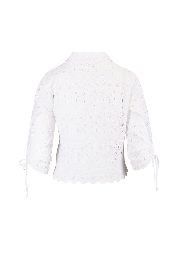 Frame The White Paisley Eyelet Cinch Sleeve Shirt - view 2