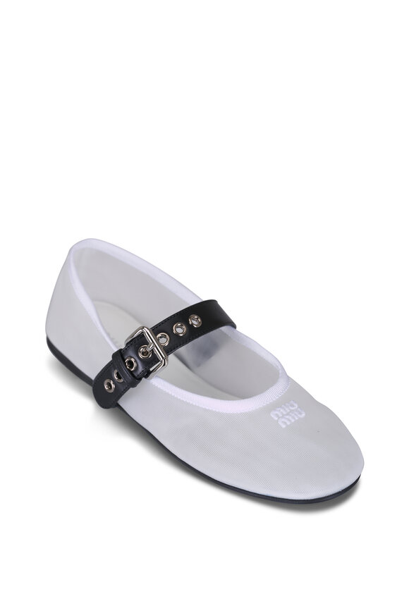 Miu Miu White Mesh Ballerina Flat