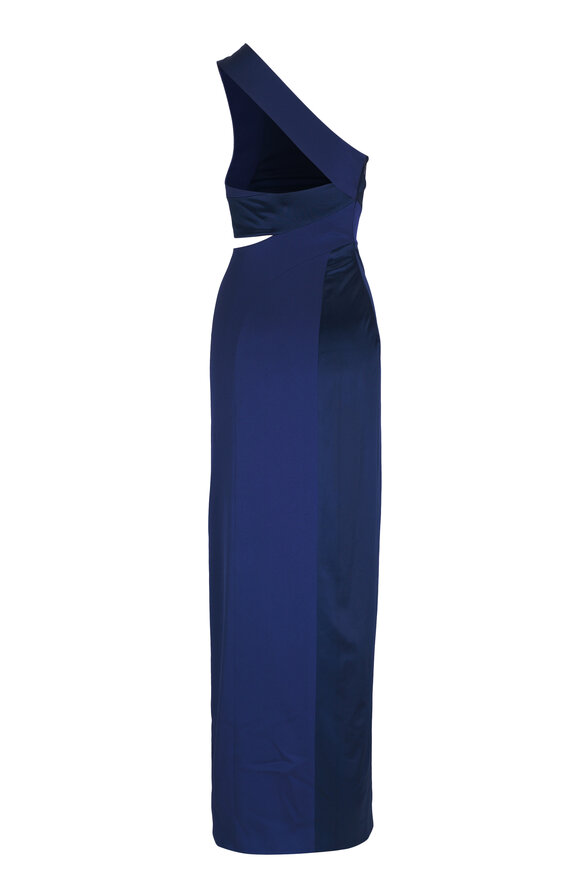 Galvan - Cosar Navy Blue One Shoulder Dress 