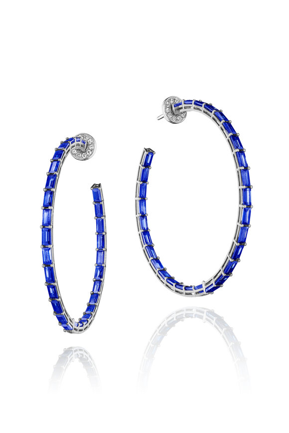 Nam Cho Sapphire Baguette Hoops