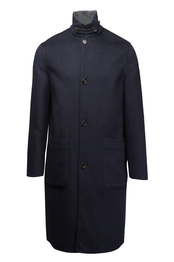 【関税&送料込】Brunello Cucinelli Overcoat Brunello Cucinelli - Gray Solid Cashmere Coat | Mitchell Stores