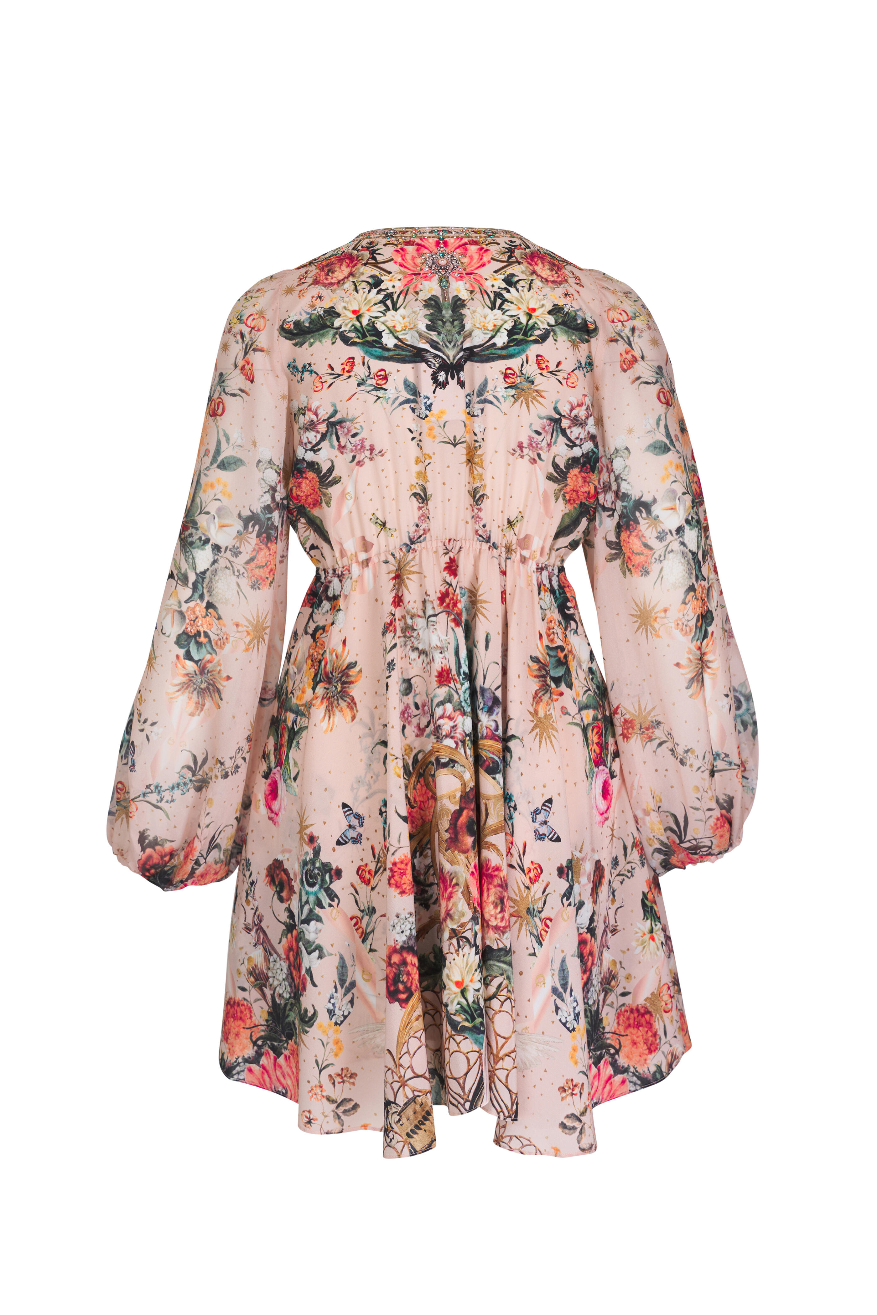 Camilla - Rose Garden Print Short Wrap Tie Dress