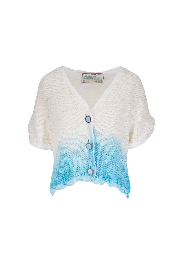 Bottega Veneta Chalk & Skyline Blue Overdyed Knit Cardigan - view 1