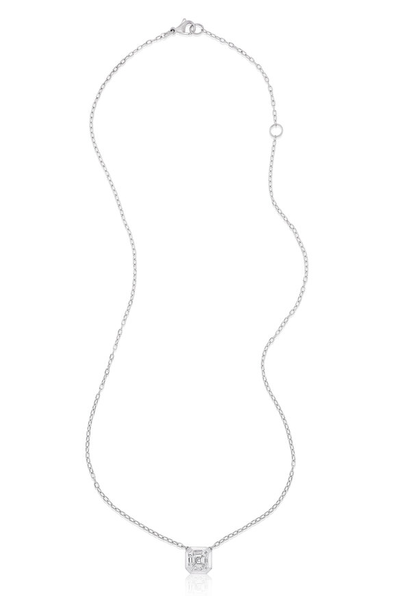 Nam Cho 18k White Gold Diamond Asscher Mosaic Necklace