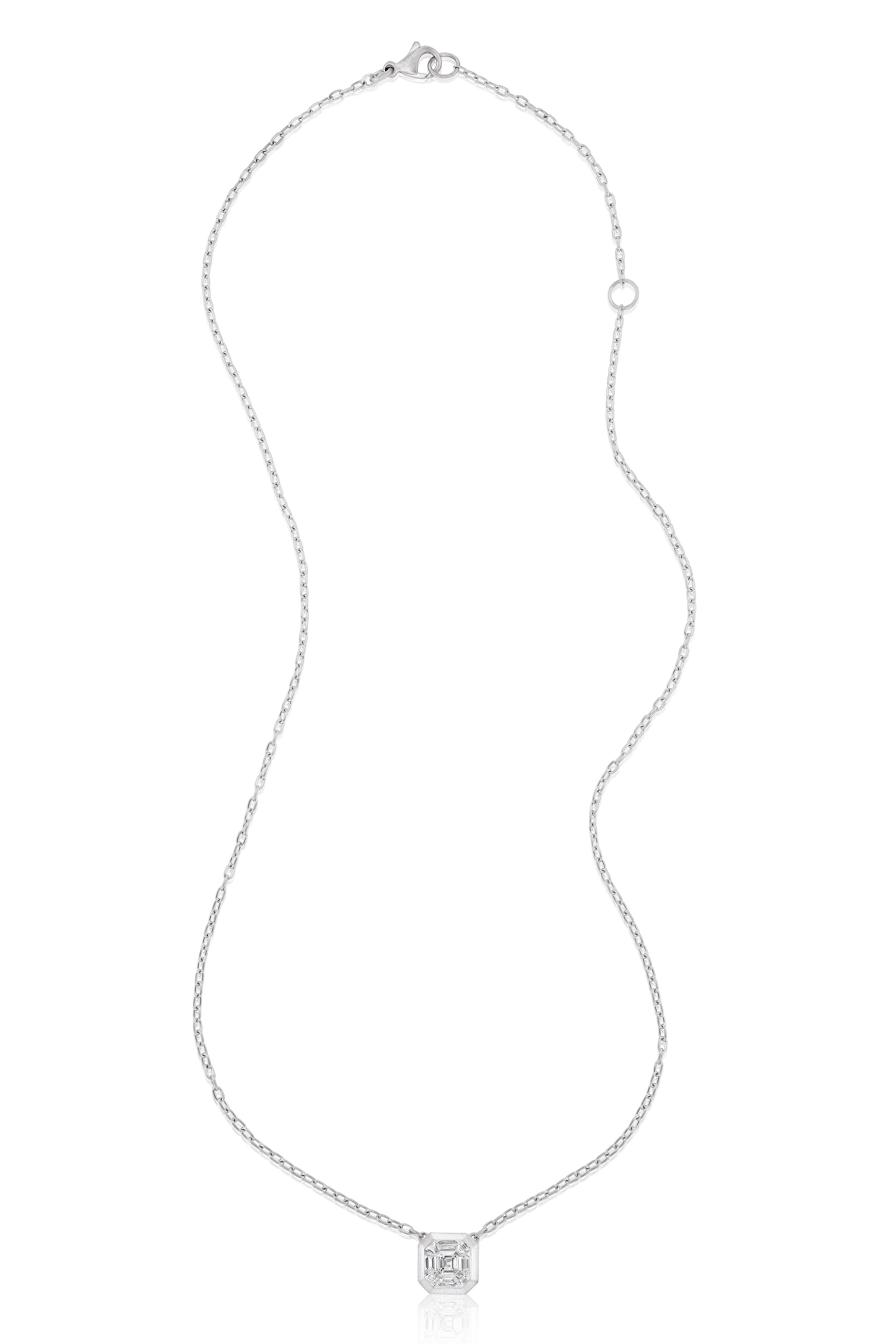 Nam Cho - 18k White Gold Diamond Asscher Mosaic Necklace