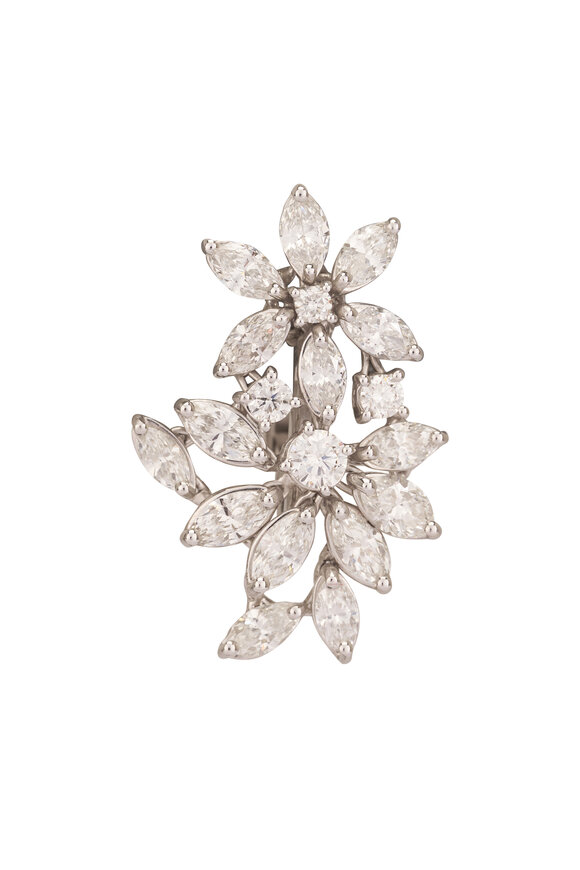 ZYDO 18k White Gold Diamond Double Flower Earrings - view 2