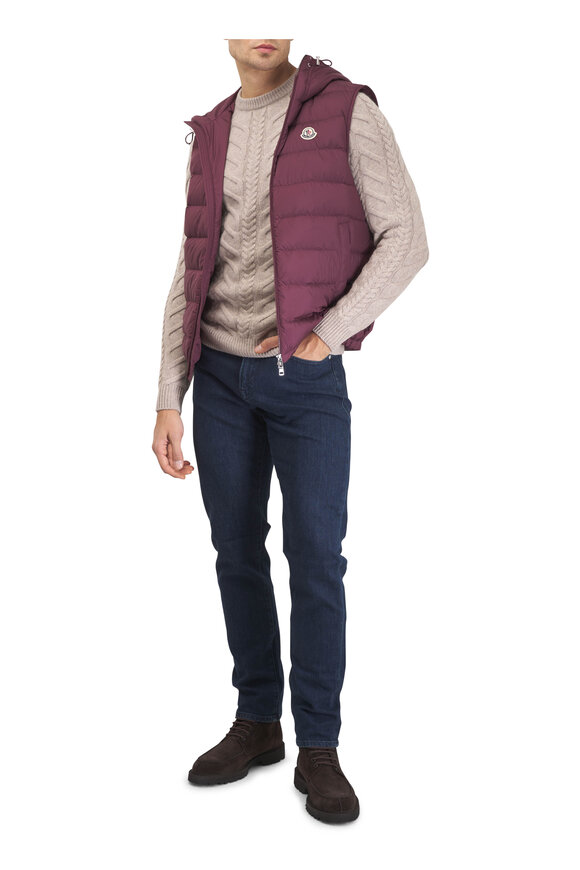 Moncler Burgundy Quilted Down Vest - view 2