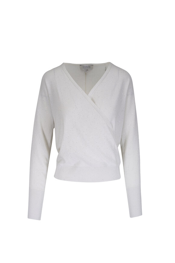 Kinross Ivory Sequins Surplice Top