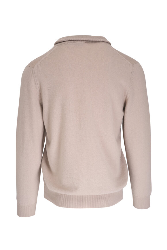 Kiton - Cream Cashmere Quarter-Zip Sweater