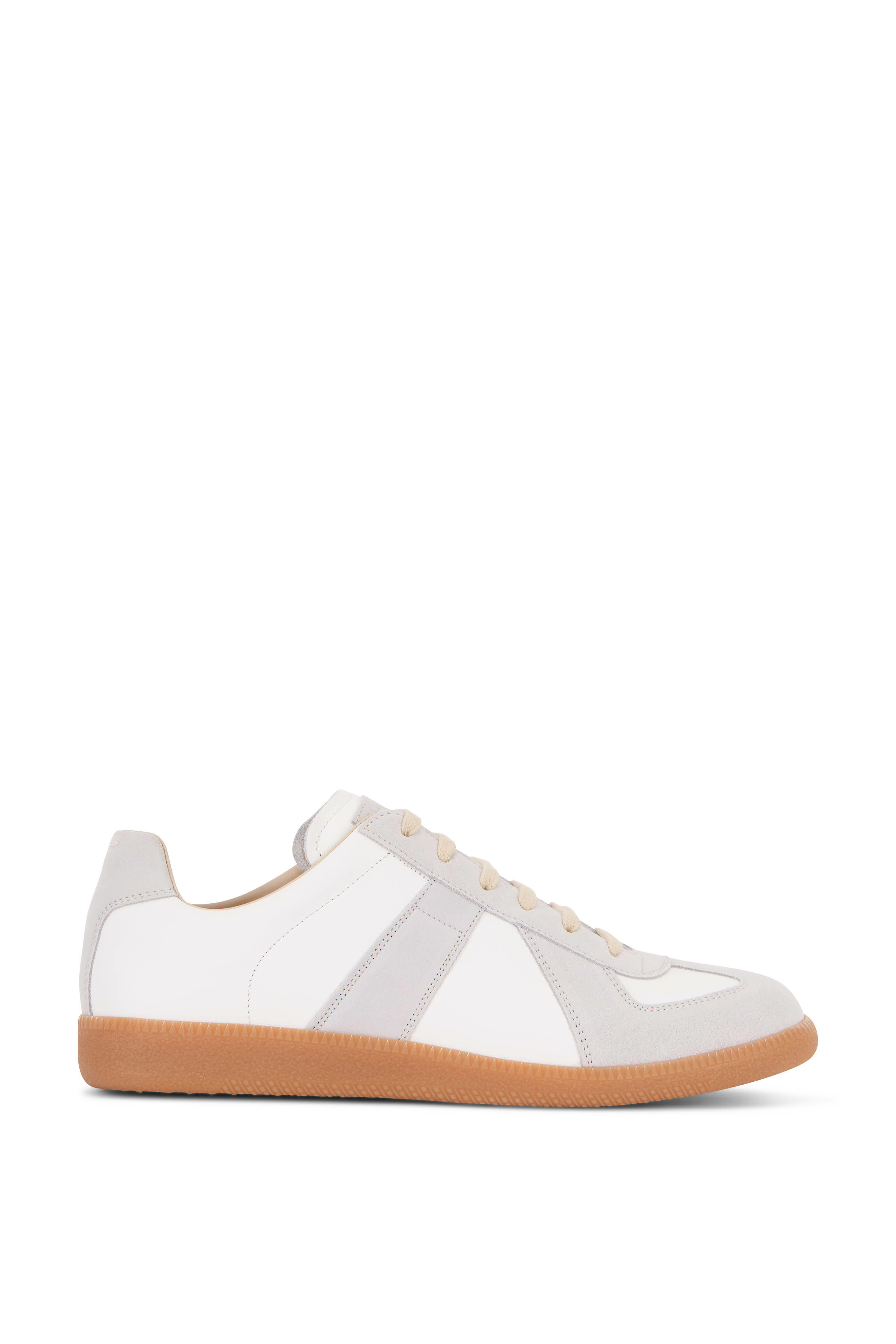 lærred Clip sommerfugl broderi Maison Margiela - Replica Off White Leather & Suede Lace-Up Sneaker