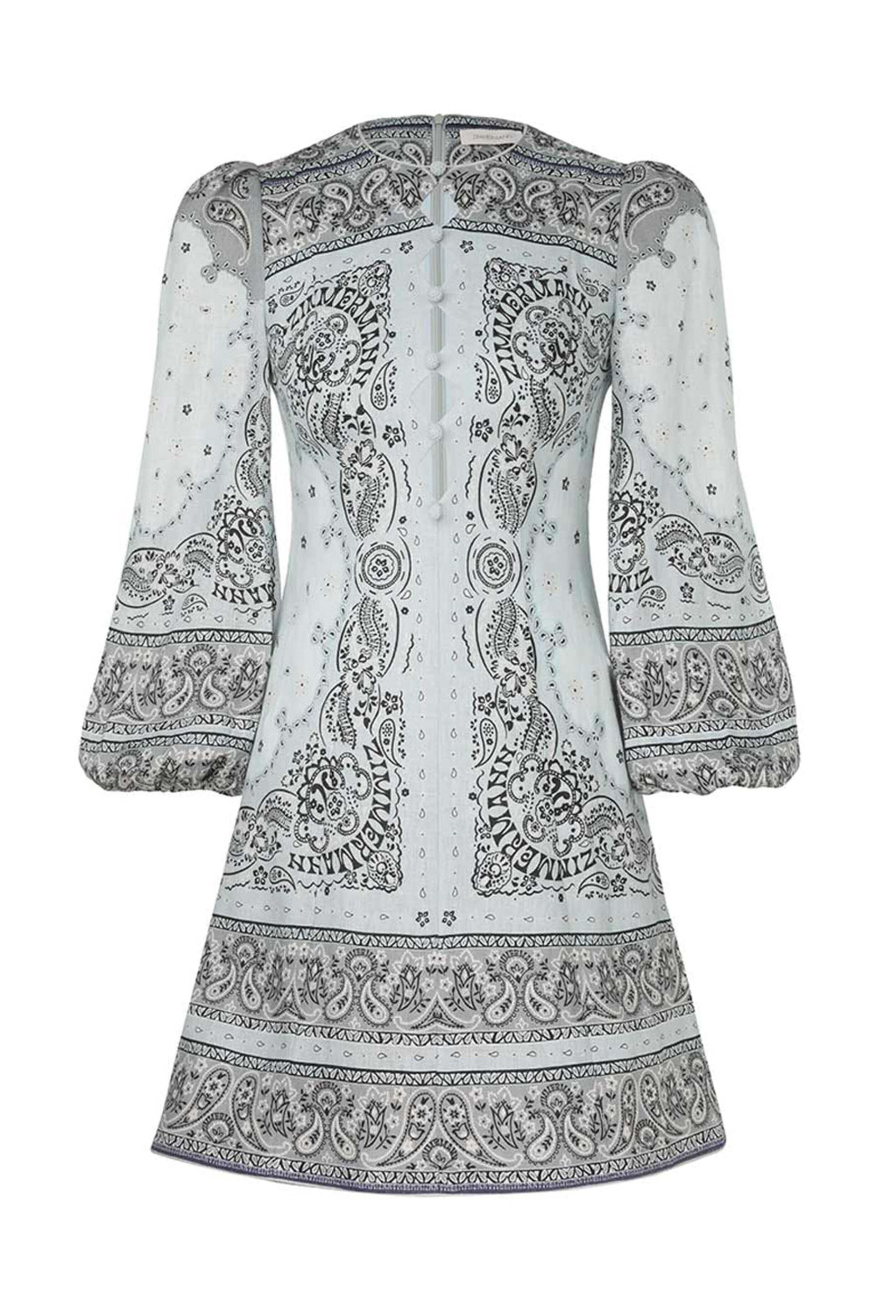 Zimmermann - Blue Bandana Matchmaker Keyhole Mini Dress