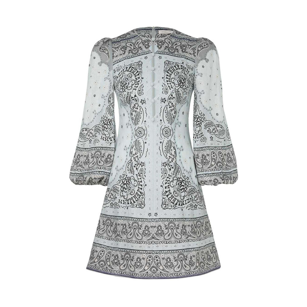 Zimmermann - Blue Bandana Matchmaker Keyhole Mini Dress