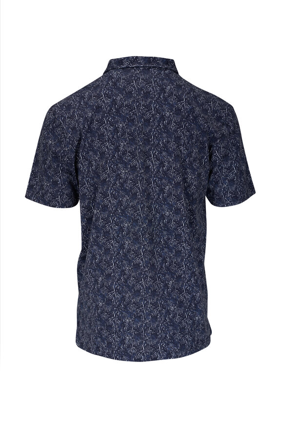 Peter Millar - Navy Blue Palms Printed Cotton Polo