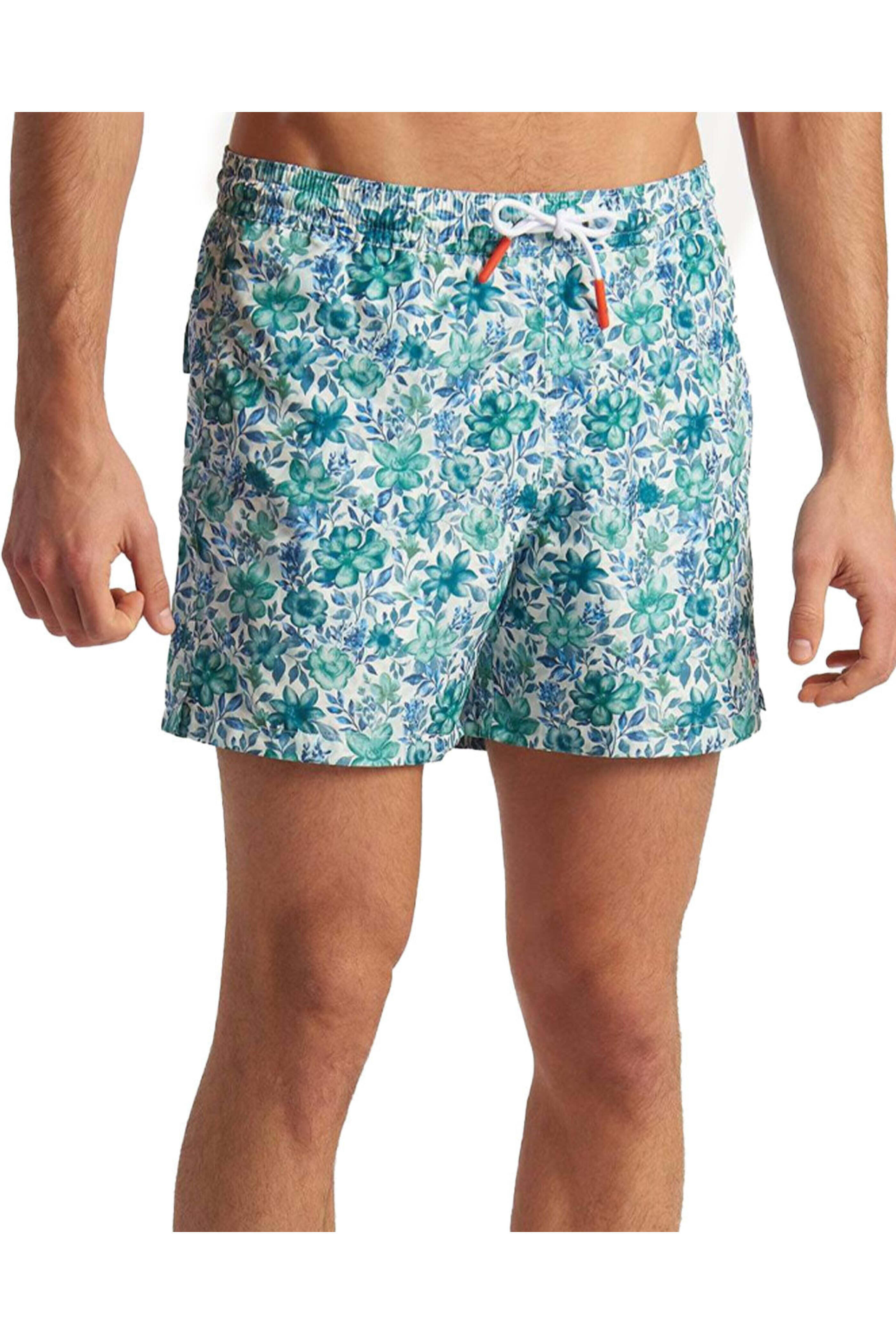 Isaia - Blue and Green Floral Swim Short